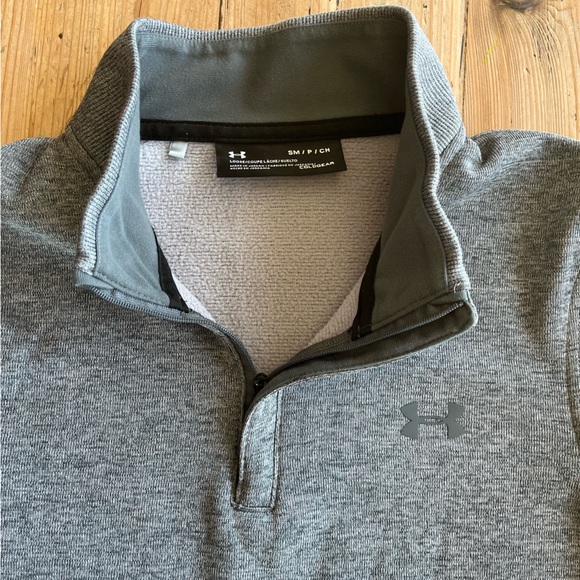 Men’s under armour 1/4 zip sweater, adult small, navy/grey - Picture 2 of 4